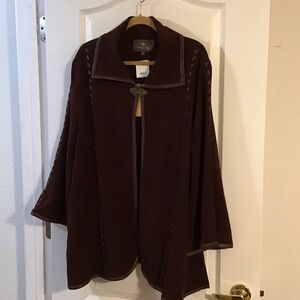 Patricia Nash Vintage Open Sleeved Cape with Embellished Clasp M/L NWT